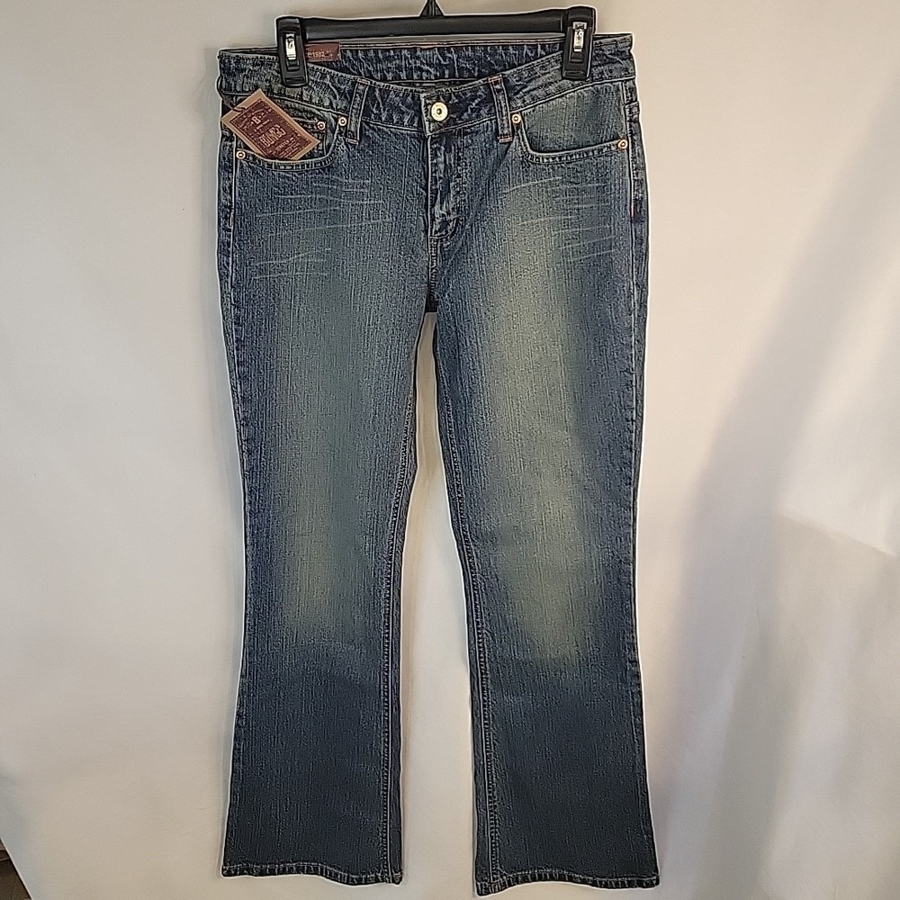Bongo Womens 9 Denim Jeans Blue Flirty Boot Cut Dark Wash Stretch